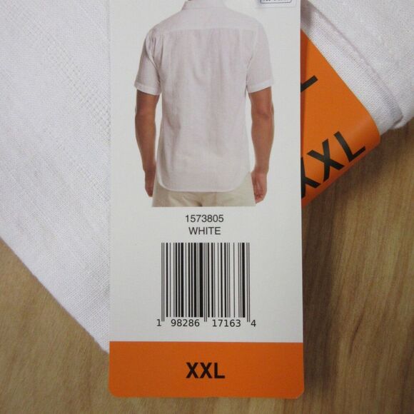 WEATHERPROOF VINTAGE Linen Blend Woven Shirt Mens XXL White Short Sleeve 2XL NWT - Picture 4 of 7